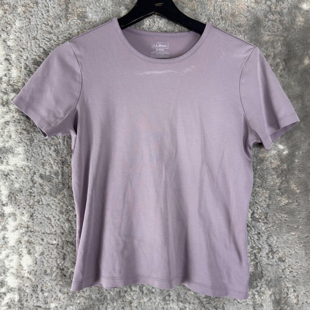 LL Bean Size S Supima Cotton Minimalist‎ Basic Top Purple Short Sleeve Casual